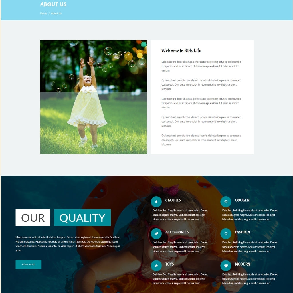 Kids Fashion ecommerce Shopify Website