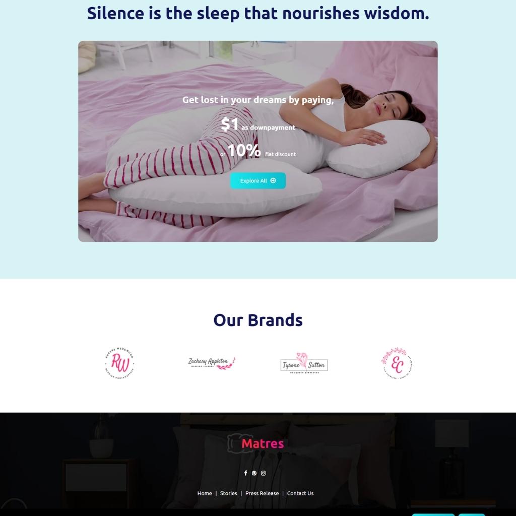 Bed and Pillow Store Shopify Shopping Website
