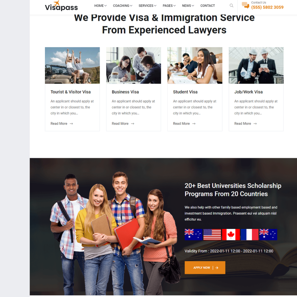 Immigration and Visa Consulting WordPress Responsive Website