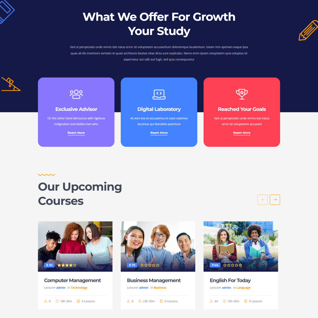 Online Courses WordPress Responsive Website