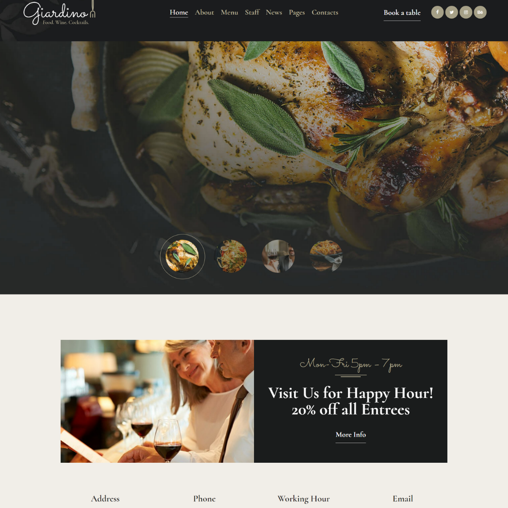 Modern Italian Restaurant WordPress Responsive Website