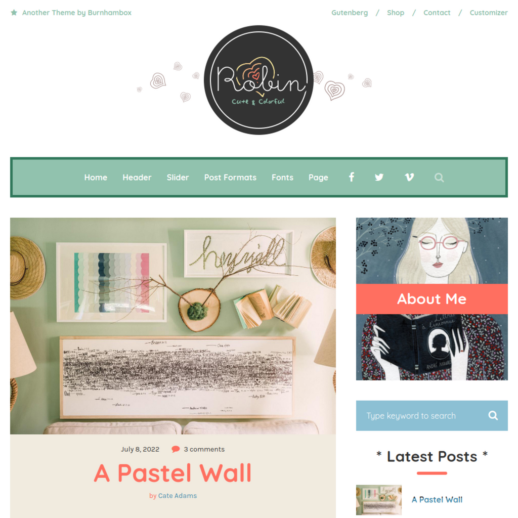 Cute & Colorful Blog WordPress Responsive Website