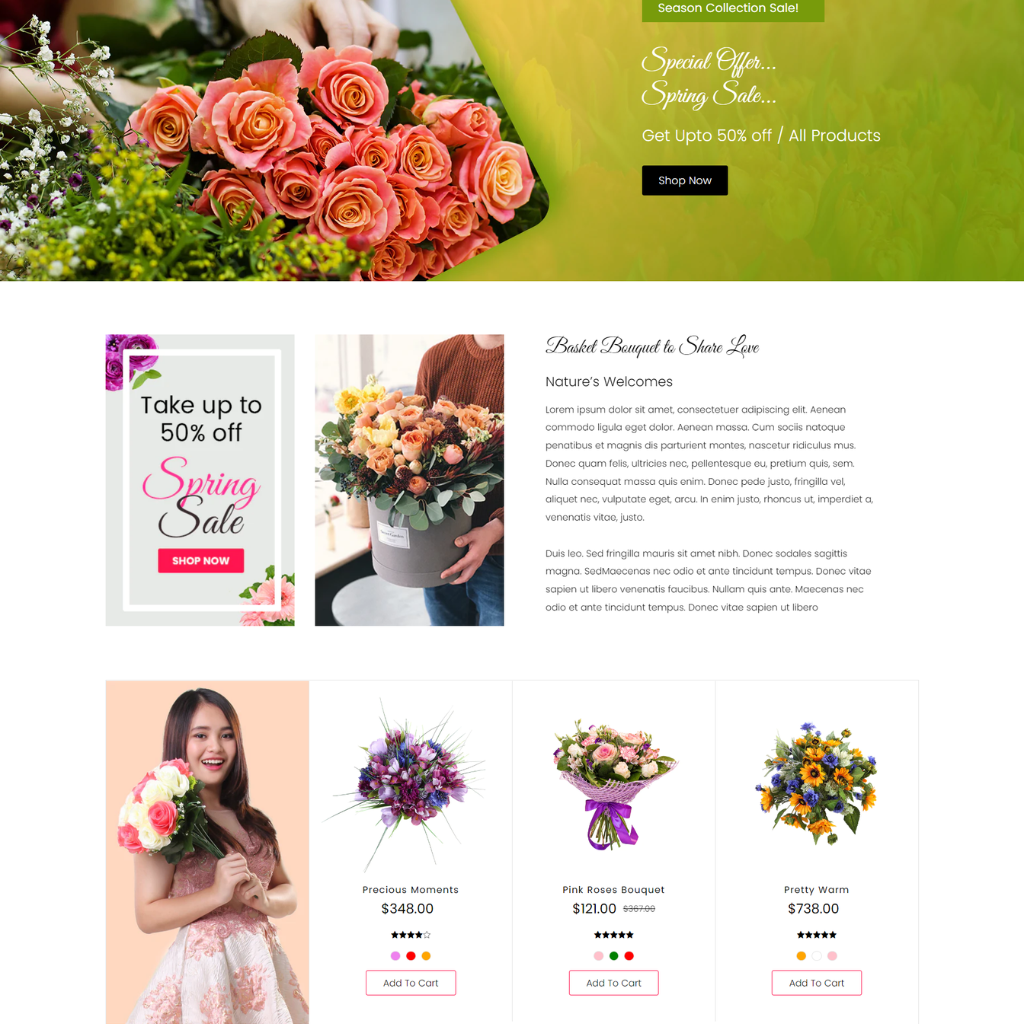 Flower Bouquet Shopify Shopping Website