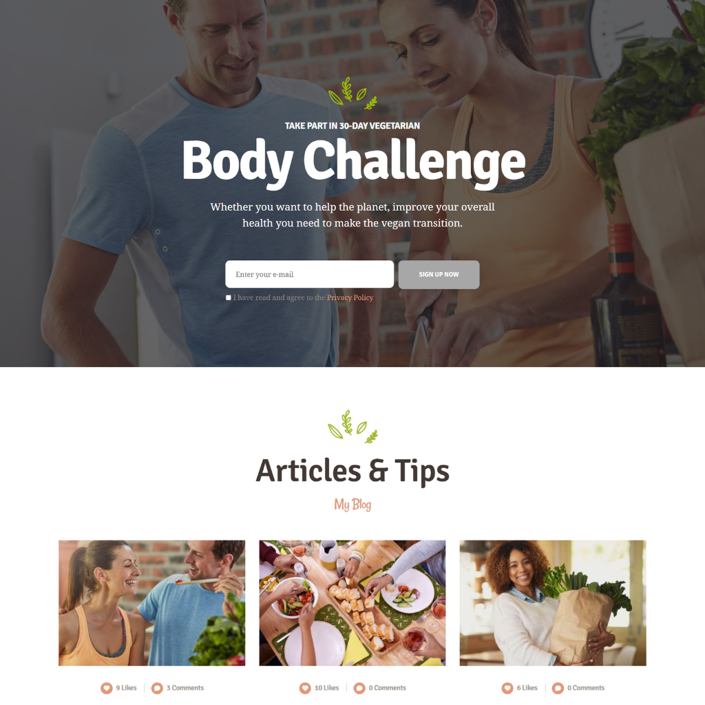 Vegetarian Life Coach WordPress Responsive Website