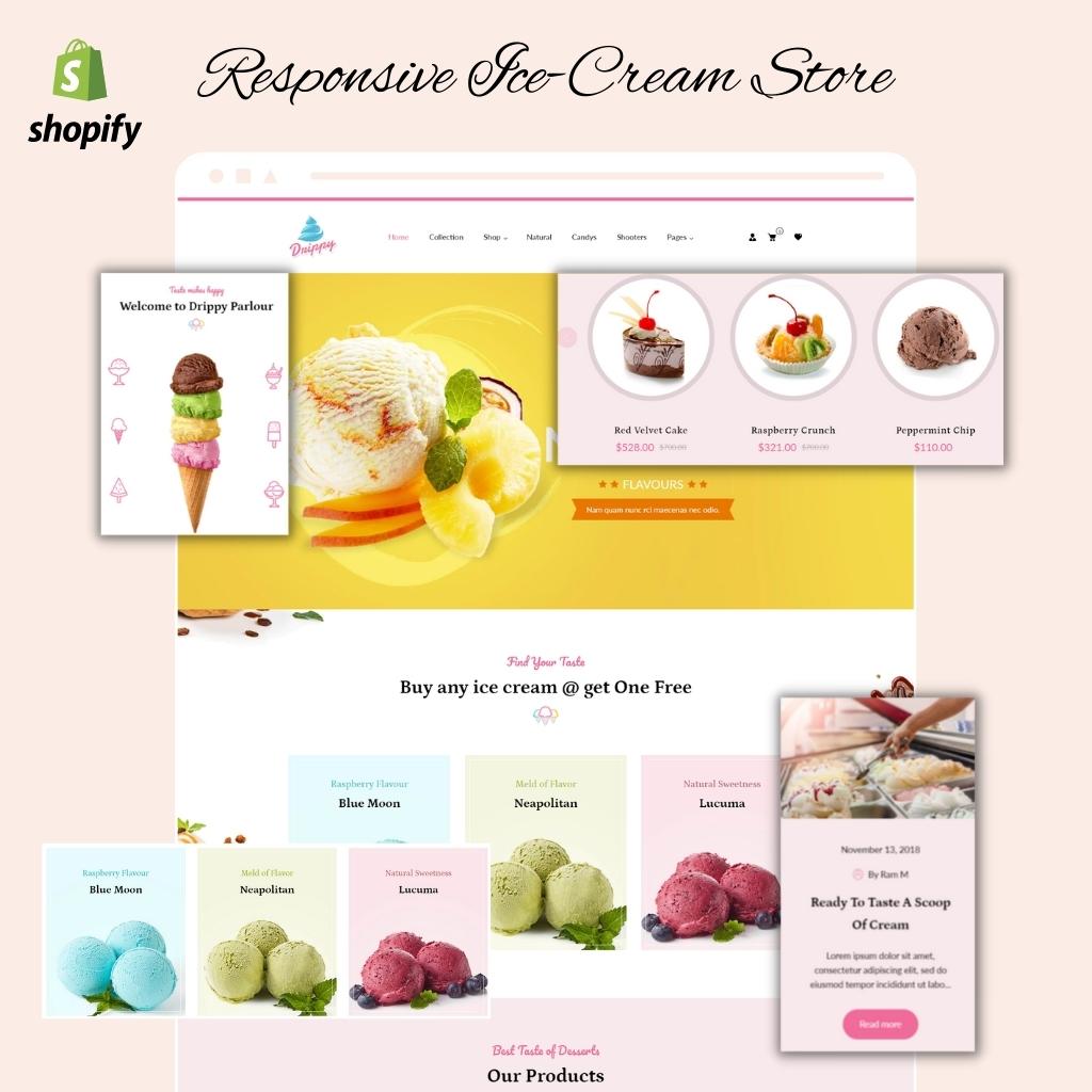 Responsive Ice-Cream Store Shopify Shopping Website