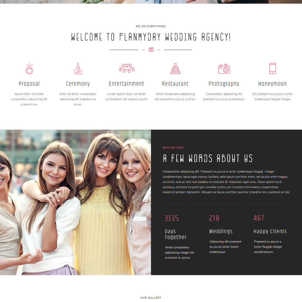 Wedding Event Planer WordPress Responsive Website