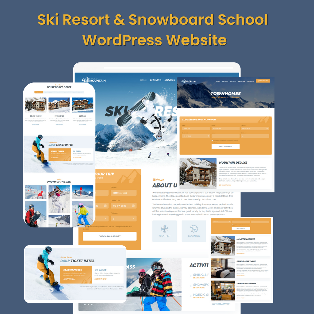 Ski Resort & Snowboard School WordPress Responsive Website