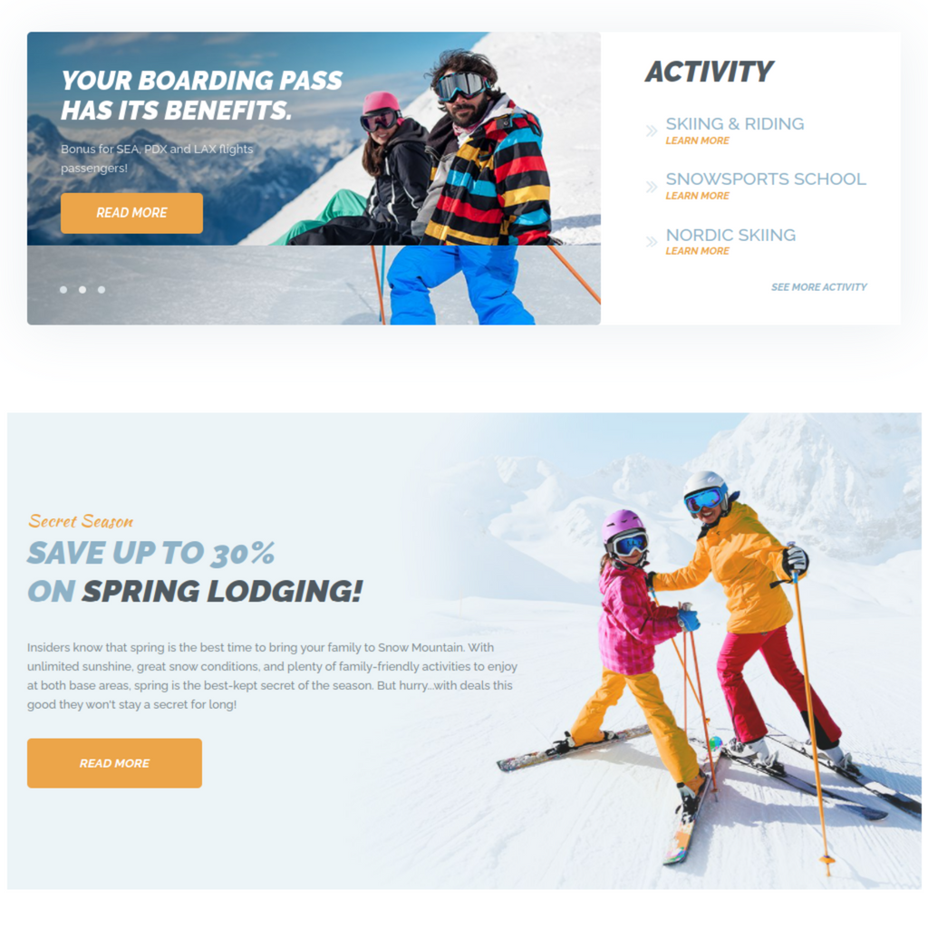 Ski Resort & Snowboard School WordPress Responsive Website