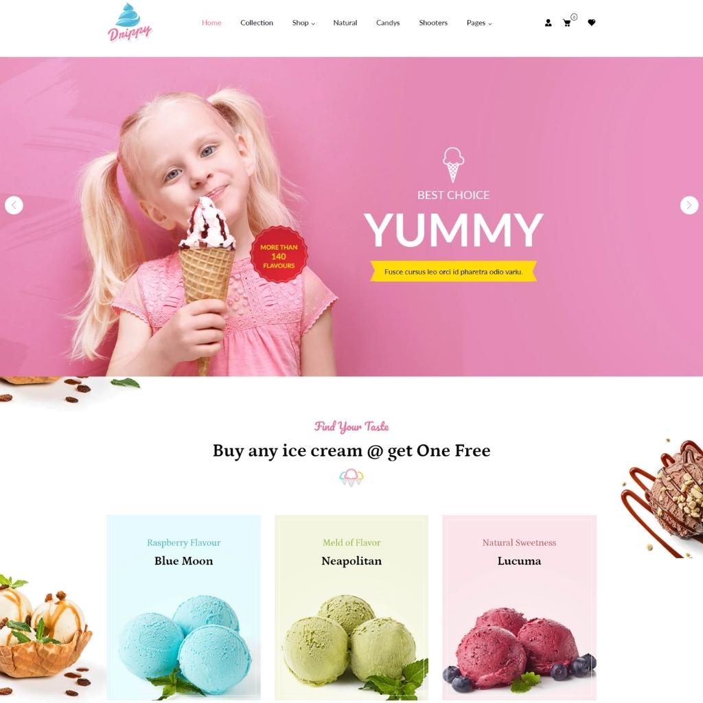 Responsive Ice-Cream Store Shopify Shopping Website