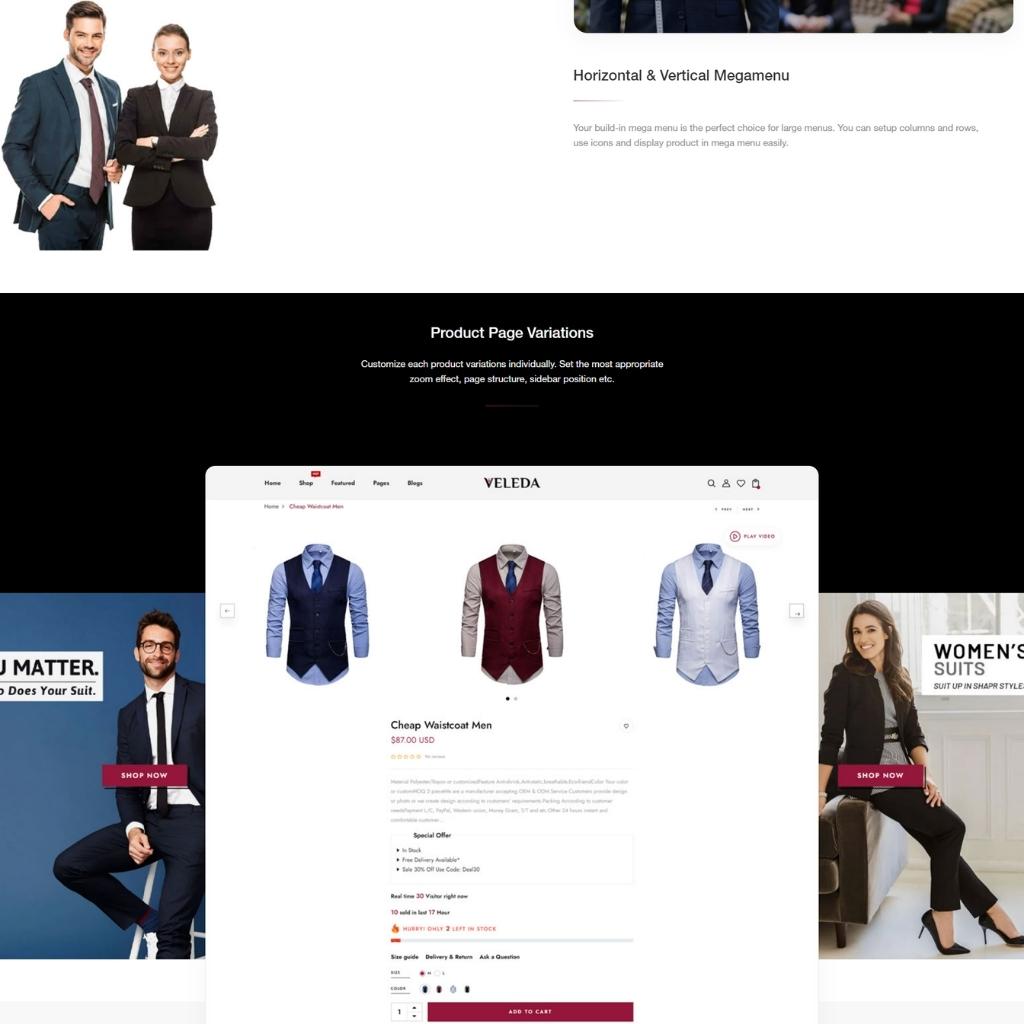 Fashion Vest & Suits Responsive Store Shopify Shopping Website
