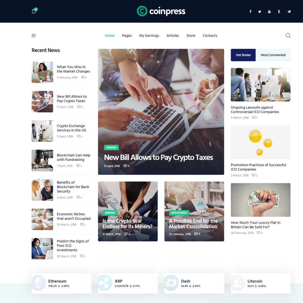 Multi-Purpose Cryptocurrency WordPress Responsive Website