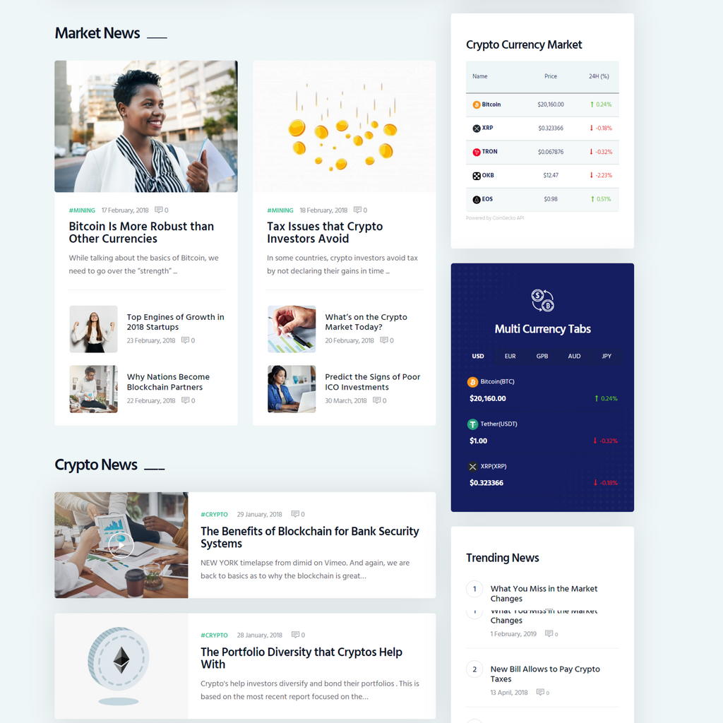 Multi-Purpose Cryptocurrency WordPress Responsive Website