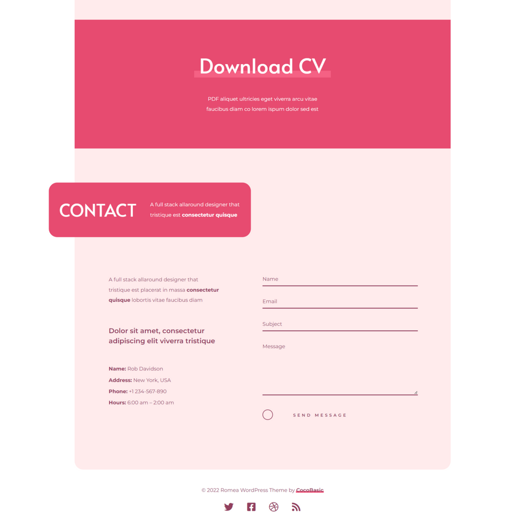 One Page Personal Portfolio WordPress Responsive Website