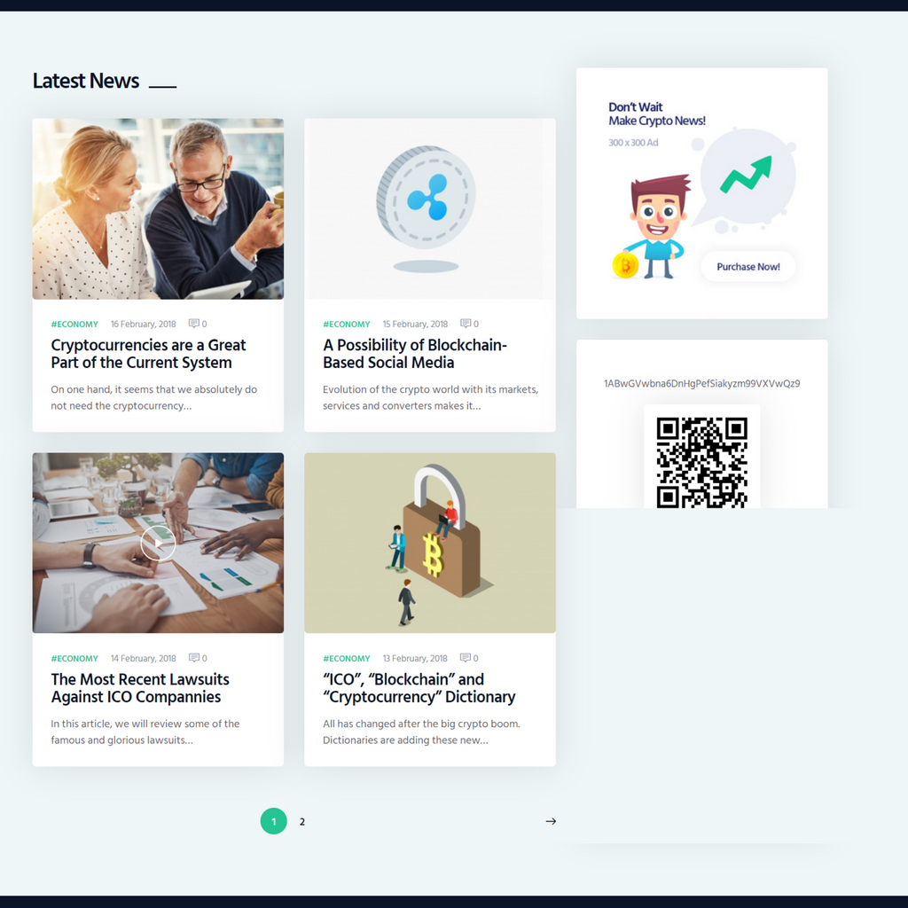 Multi-Purpose Cryptocurrency WordPress Responsive Website