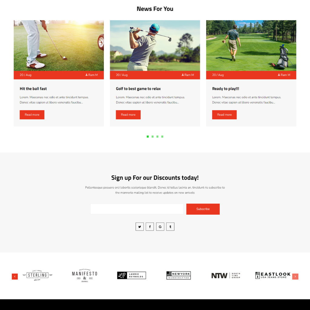 Golf Product  Shopify Shopping Website