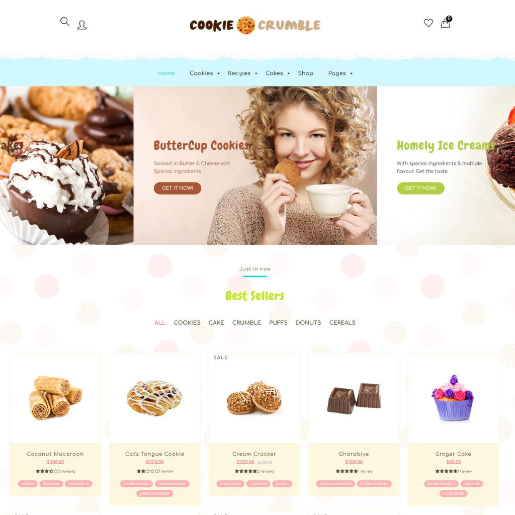 Bakery, Cookie, Food Product Shopify Shopping Website