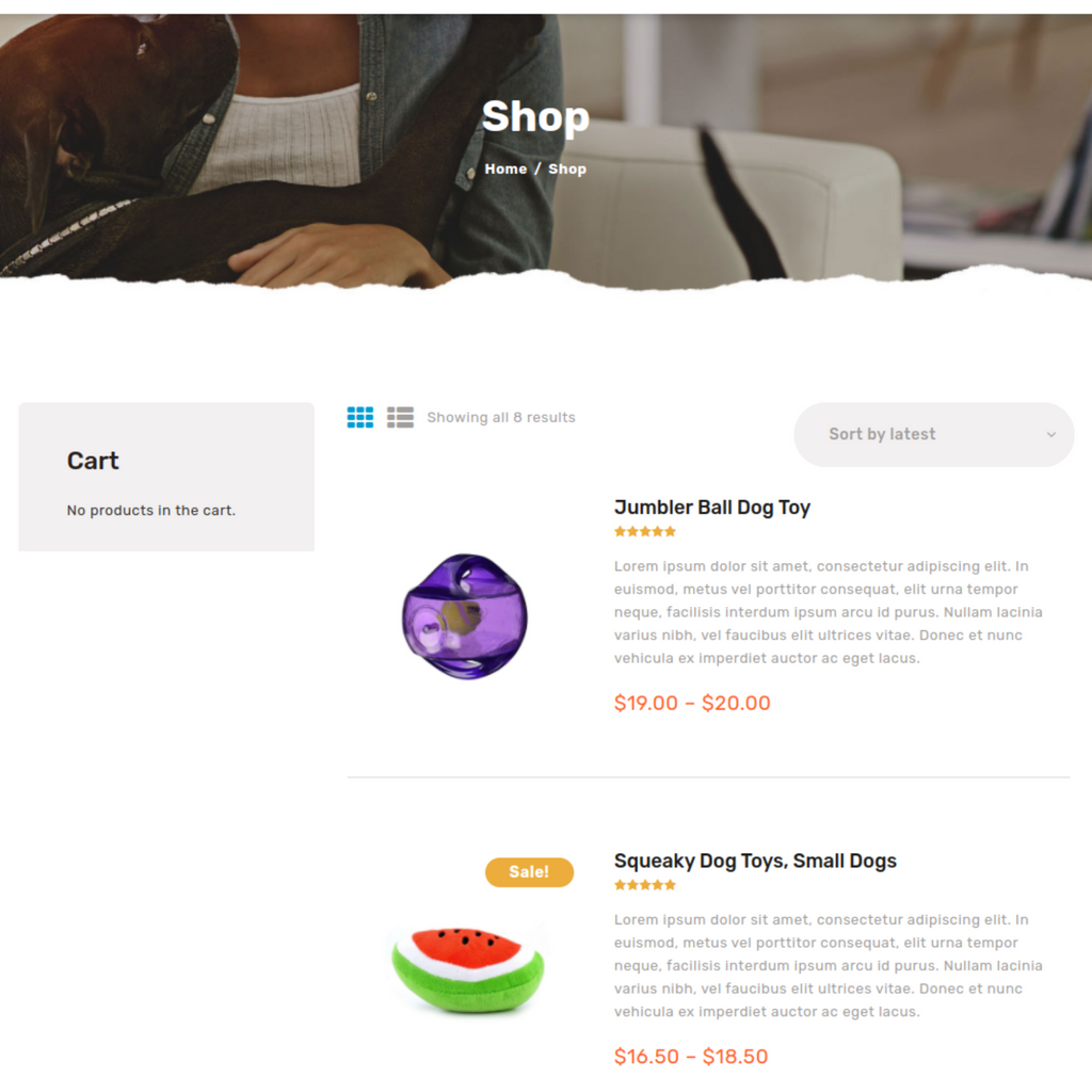 Domestic Animals Shop & Veterinary WordPress Responsive Website