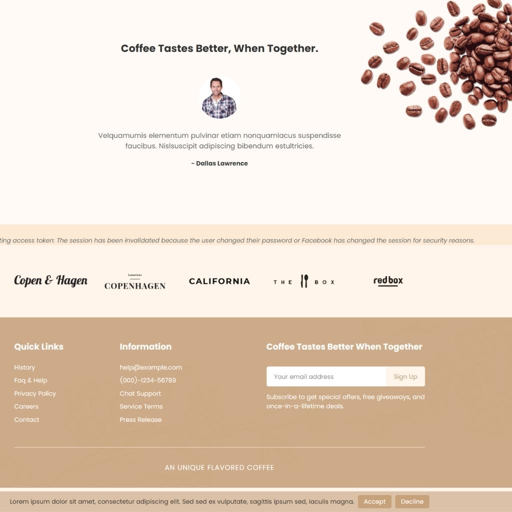 Coffee Shops & Cafés Shopify Shopping Website