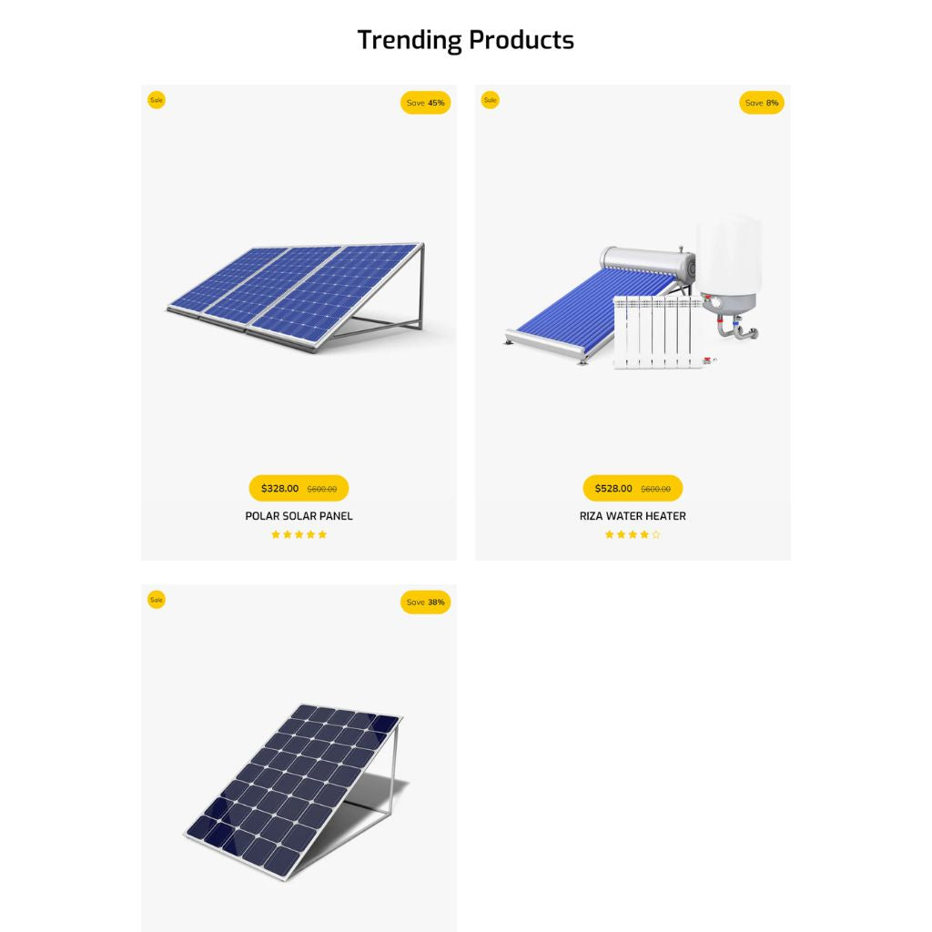 Solar and Alternative Power Store Shopify Shopping Website