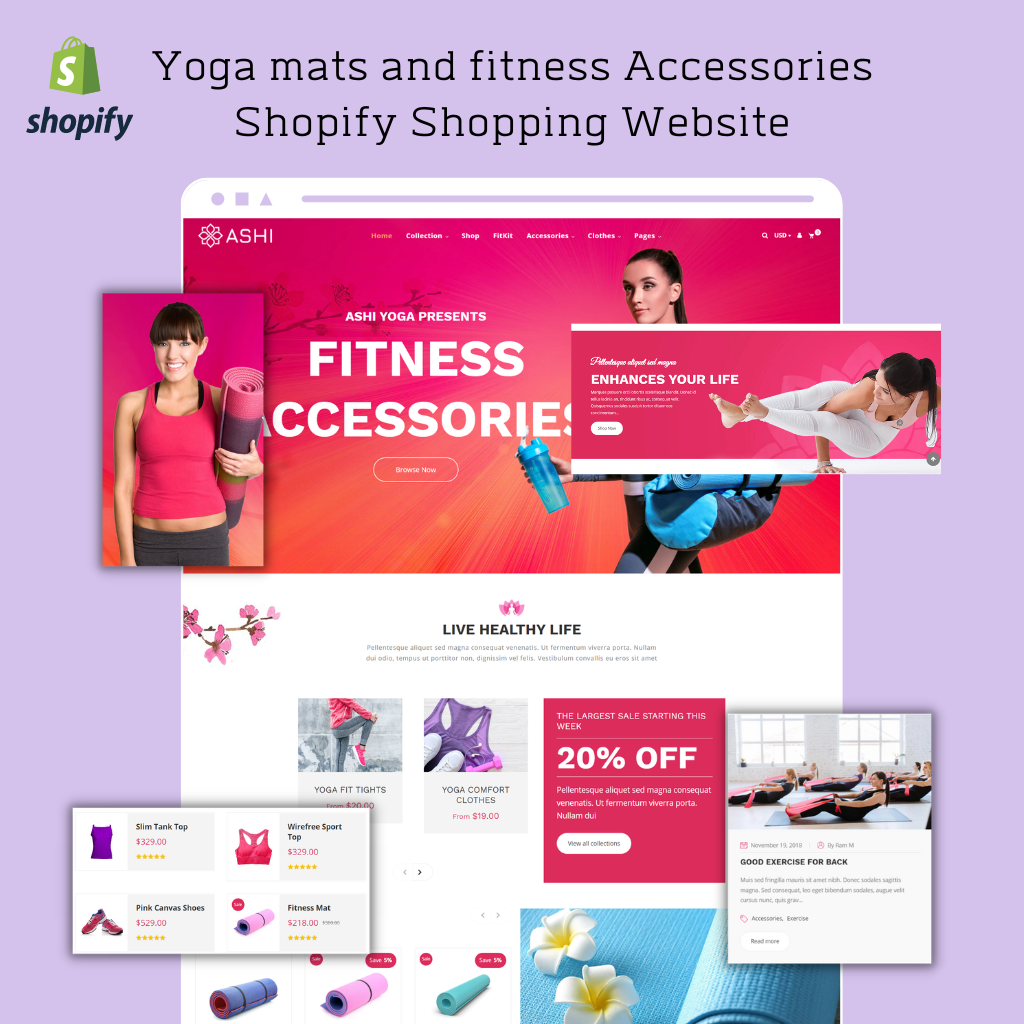 Yoga mats and fitness Accessories Shopify Shopping Website