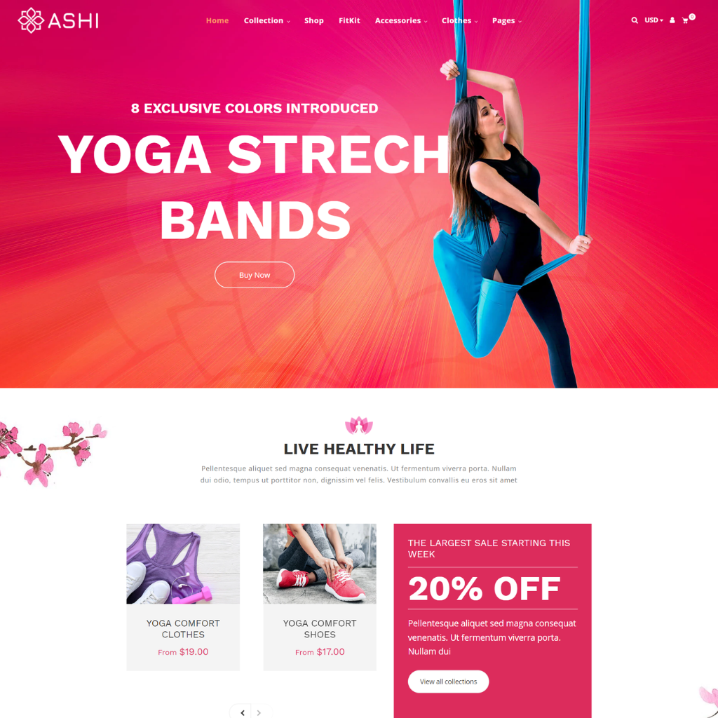 Yoga mats and fitness Accessories Shopify Shopping Website