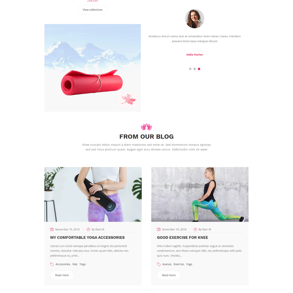 Yoga mats and fitness Accessories Shopify Shopping Website