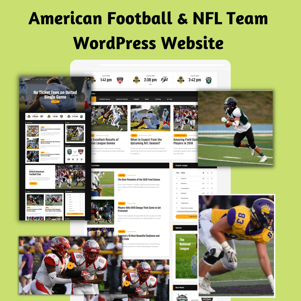 American Football & NFL Team WordPress Responsive Website