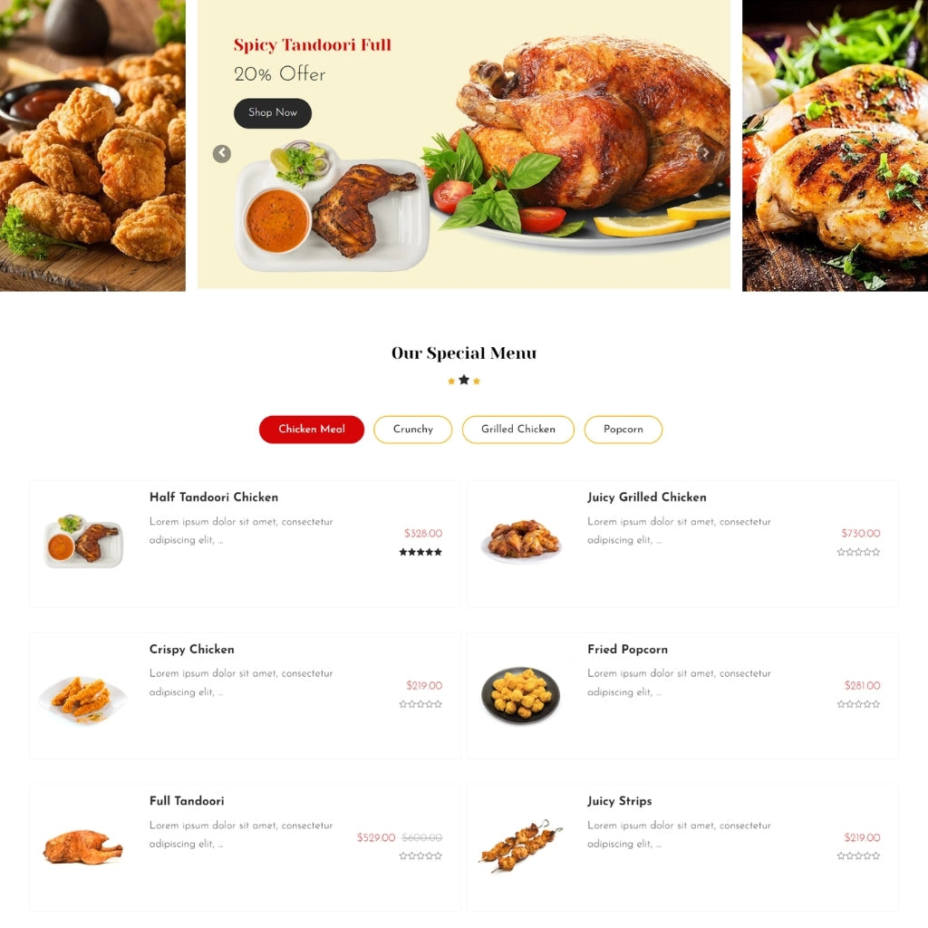 Skinless Fried Chicken Shopify Shopping  Website