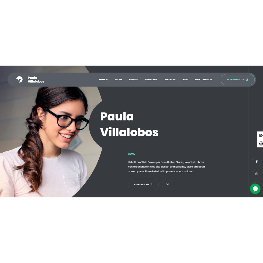 CV Resume &  Personal Portfolio WordPress Responsive Website
