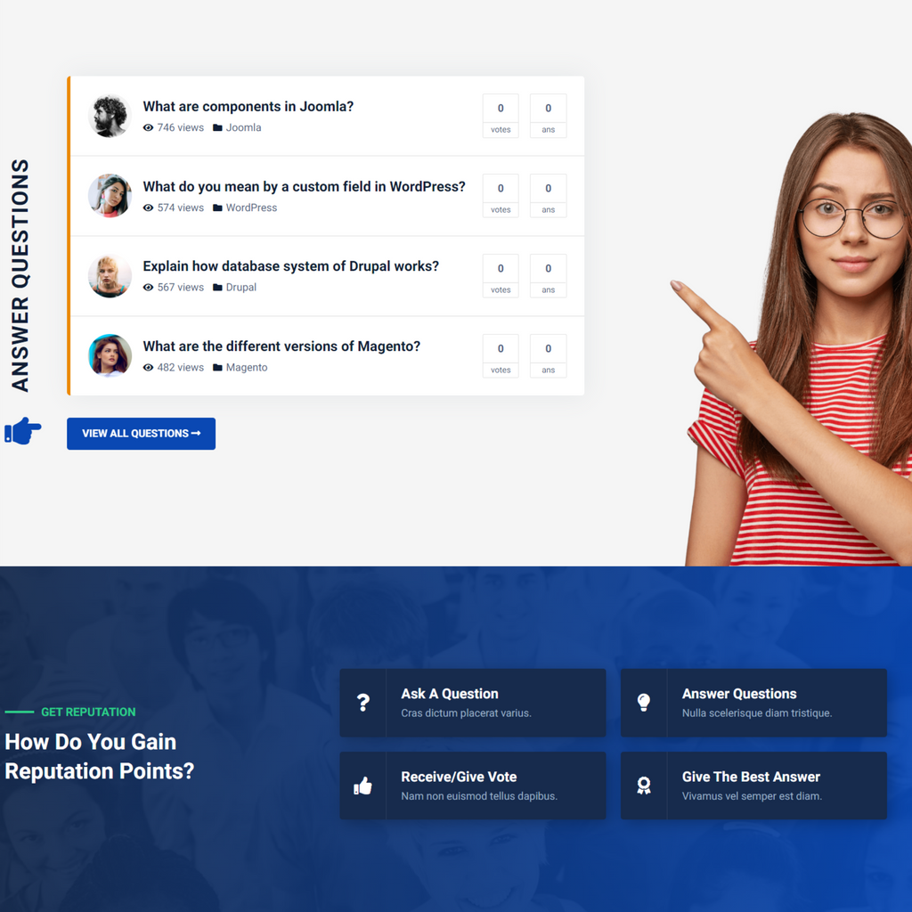 Questions and Answers WordPress Responsive Website