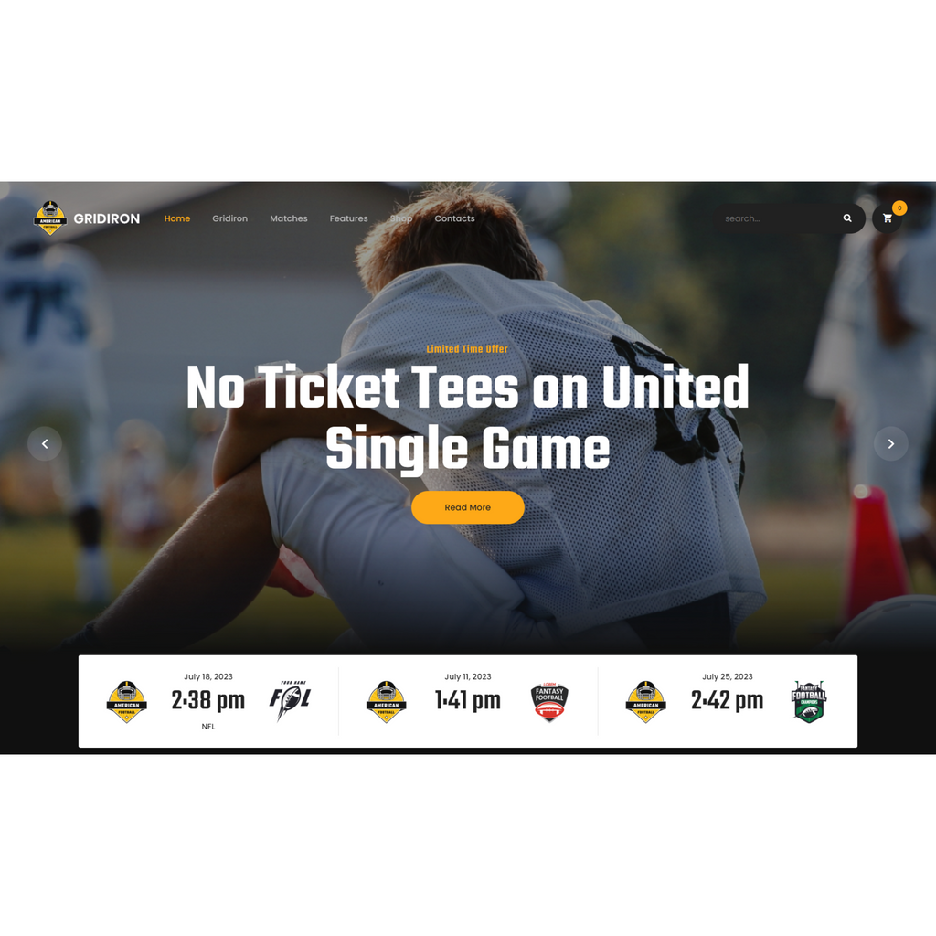 American Football & NFL Team WordPress Responsive Website