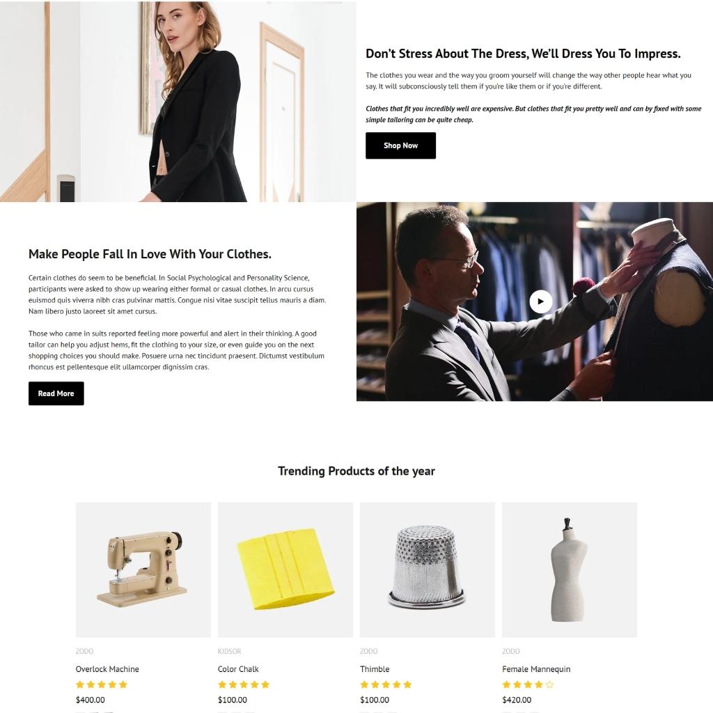 Tailoring and Clothing Store Shopify Shopping Website