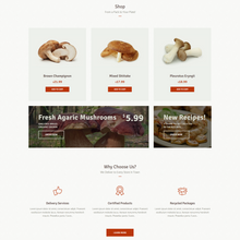 Mushroom Farm & Organic Products Store WordPress Responsive Website