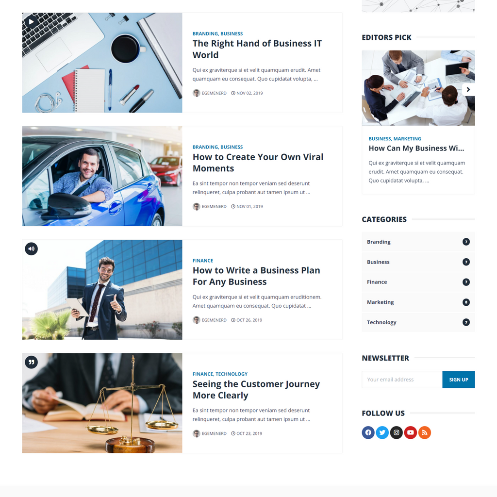 Business Blog & Magazine WordPress Responsive Website