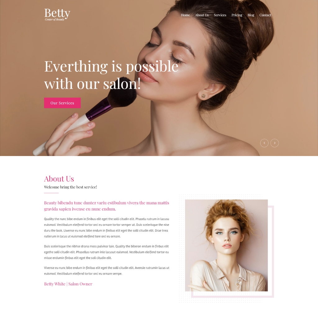 Beauty Salon WordPress Responsive Website