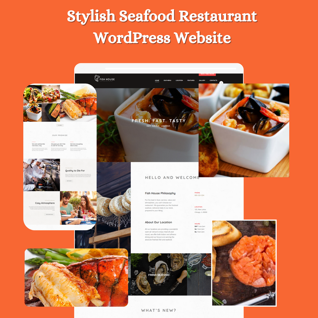 Stylish Seafood Restaurant WordPress Responsive Website