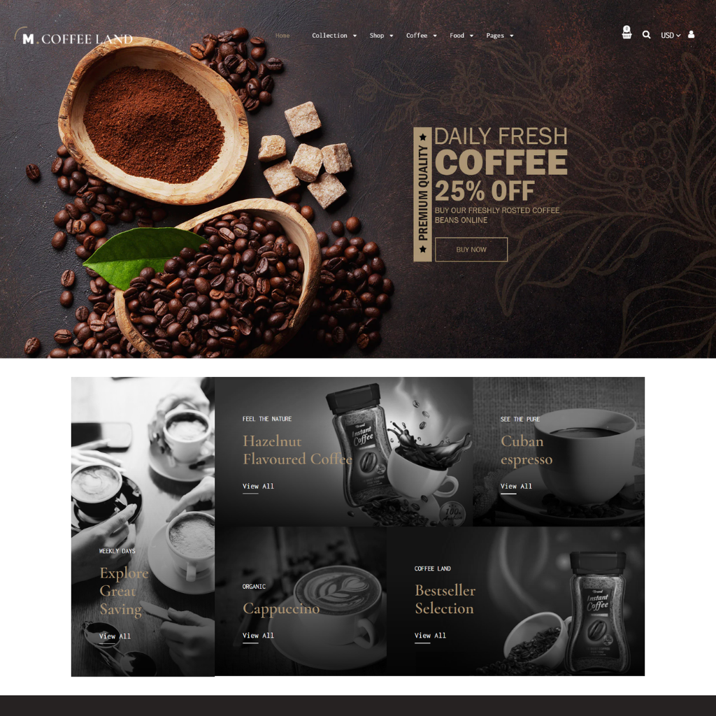 Coffee Shop Shopify Shopping Website