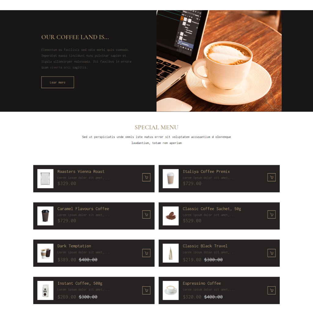 Coffee Shop Shopify Shopping Website