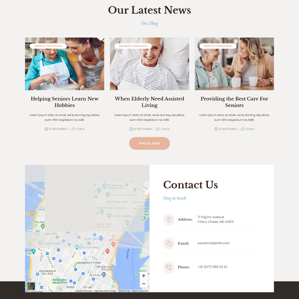 Senior Care Hospital WordPress Responsive Website