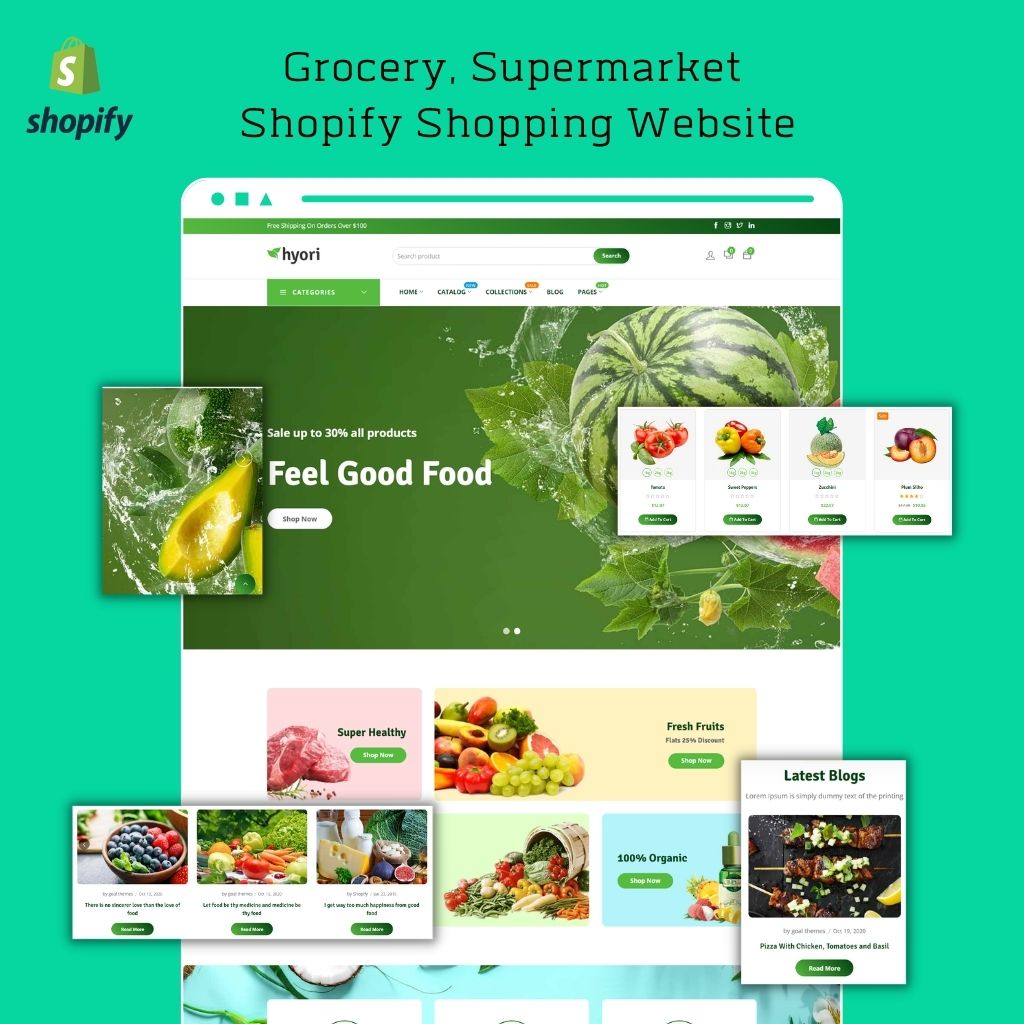 Grocery, Supermarket  Shopify Shopping Website
