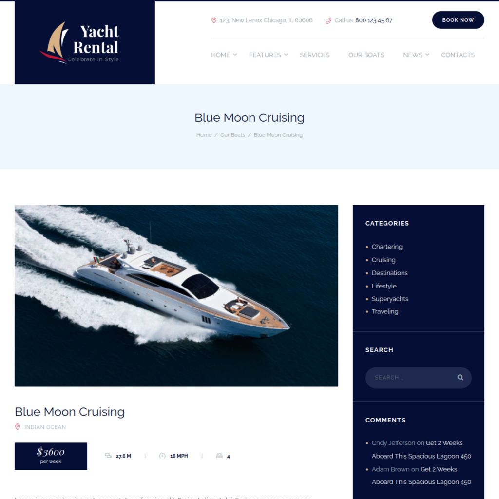 Yacht and Boat Rental WordPress Responsive Website