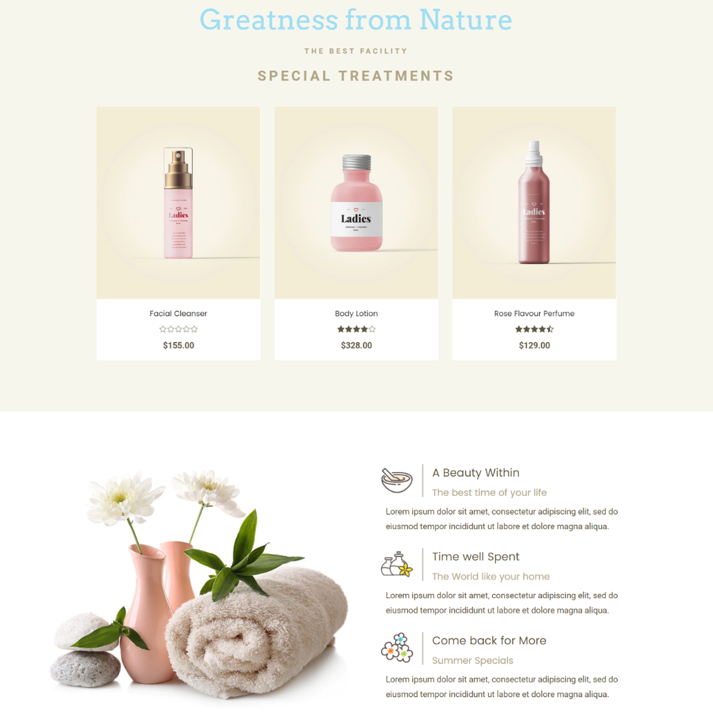 Traditional Luxury Spa Shopify Shopping Website