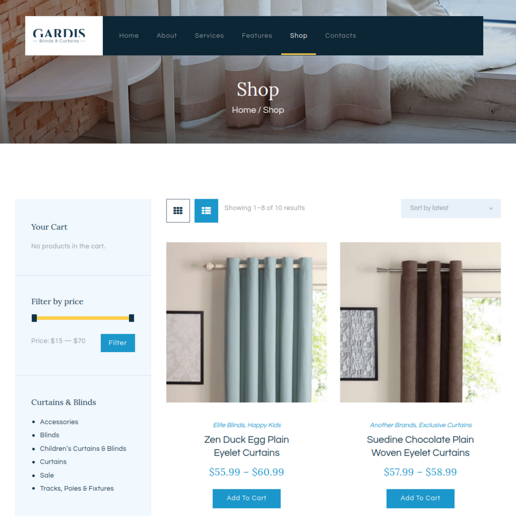 Blinds and Curtains Studio & Shop WordPress Website