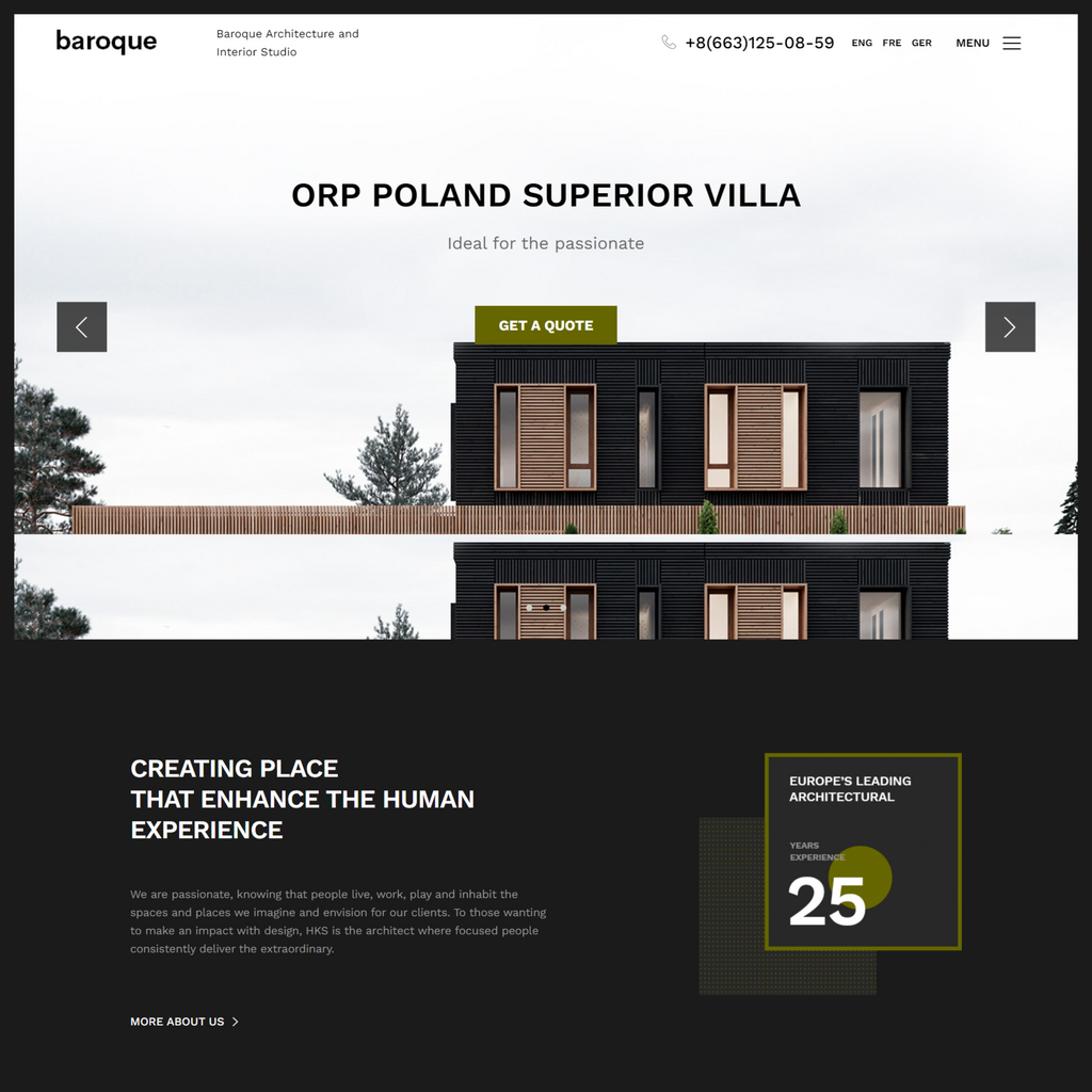 Large Architecture & Interior Design WordPress Responsive Website