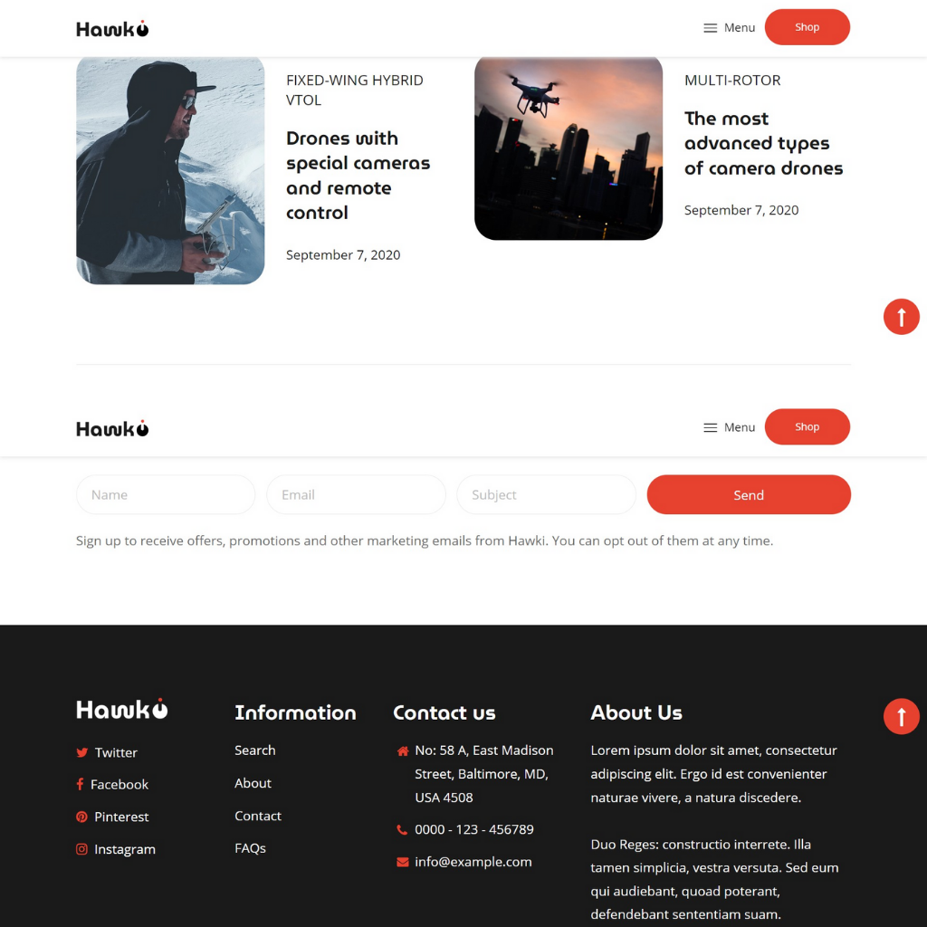 Hawki and drone Store Shopify Website