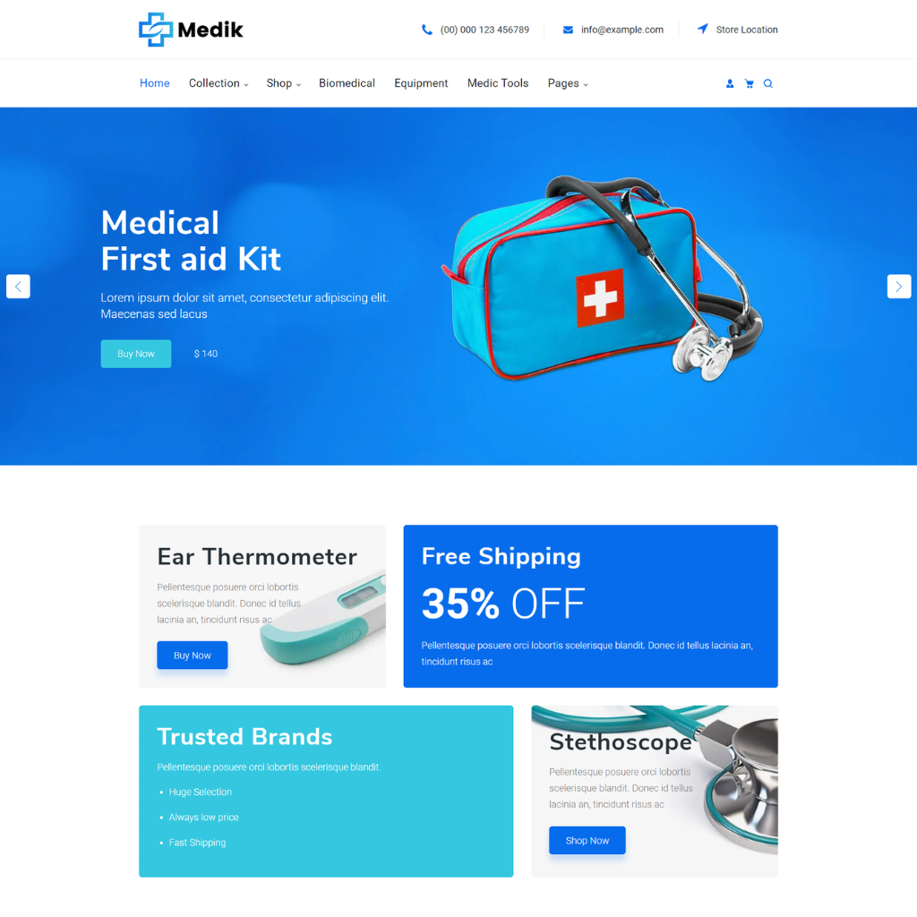 Medical First Aid Kit Shopify Shopping Website