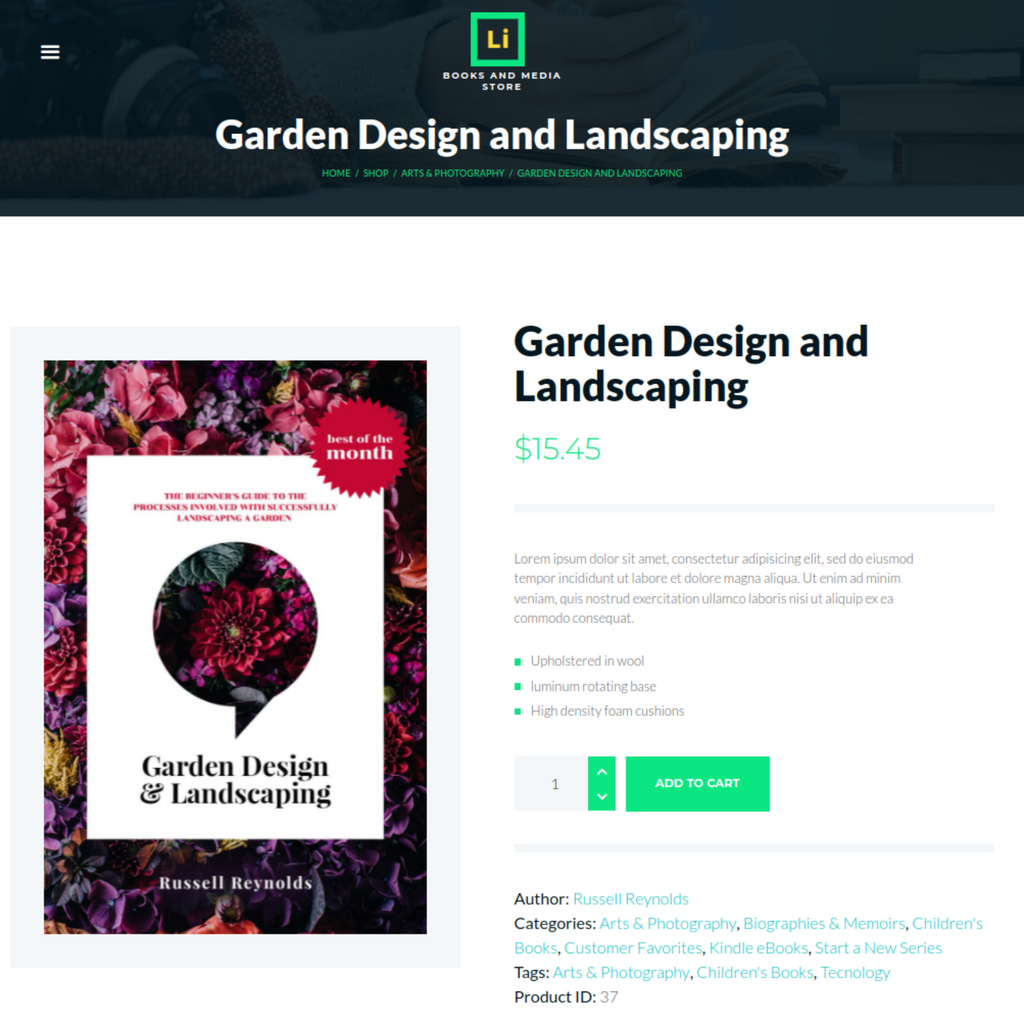 Bookstore & Media Store WordPress Responsive Website