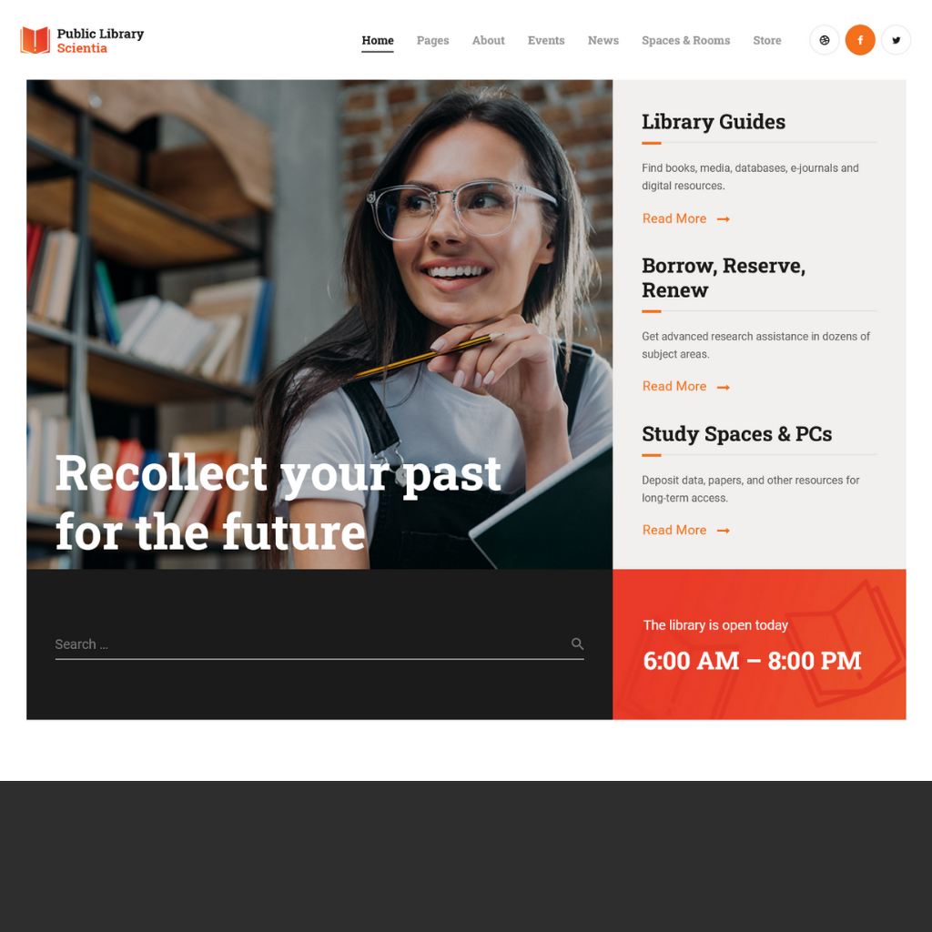 Public Library Page Responsive WordPress Website
