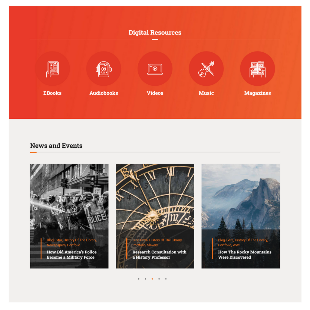 Public Library Page Responsive WordPress Website