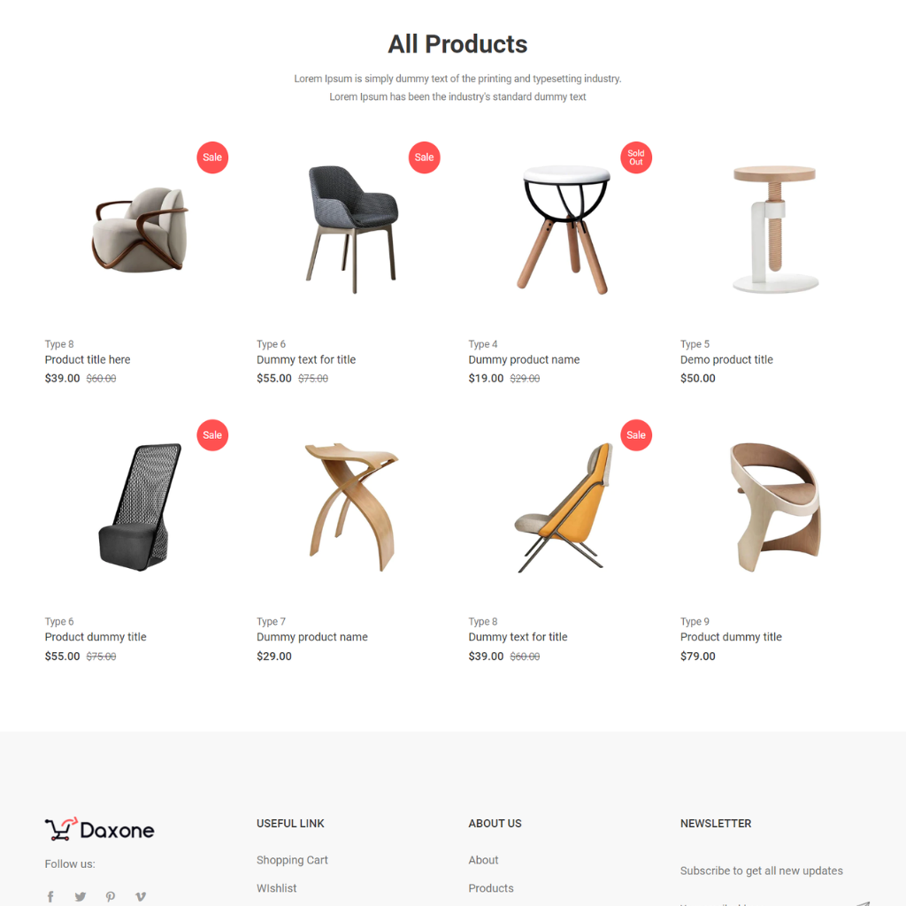Furniture land Shopify Shopping Website